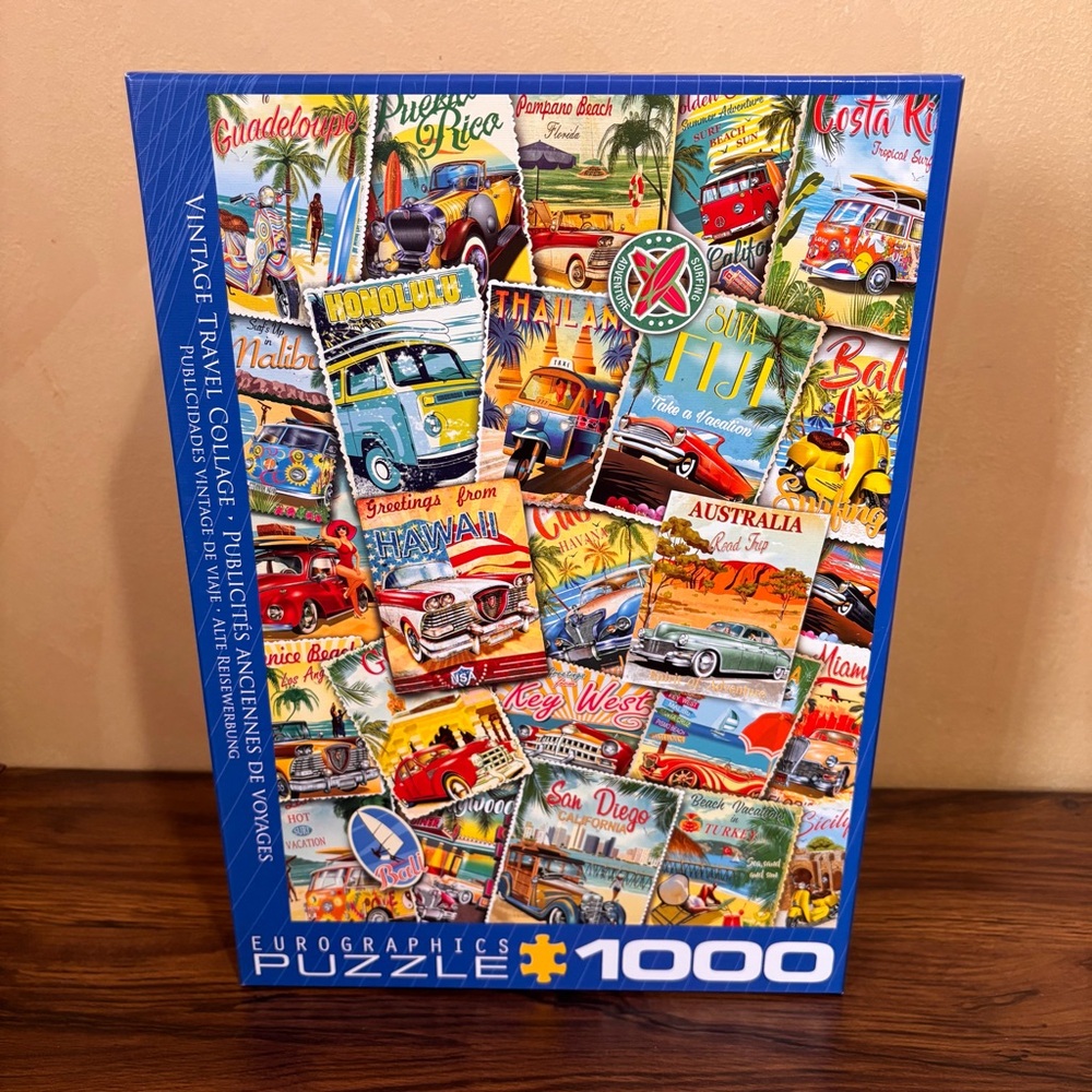 Eurographics Vintage Travel Collage 1000 Piece Puzzle - Beach Postcard Style